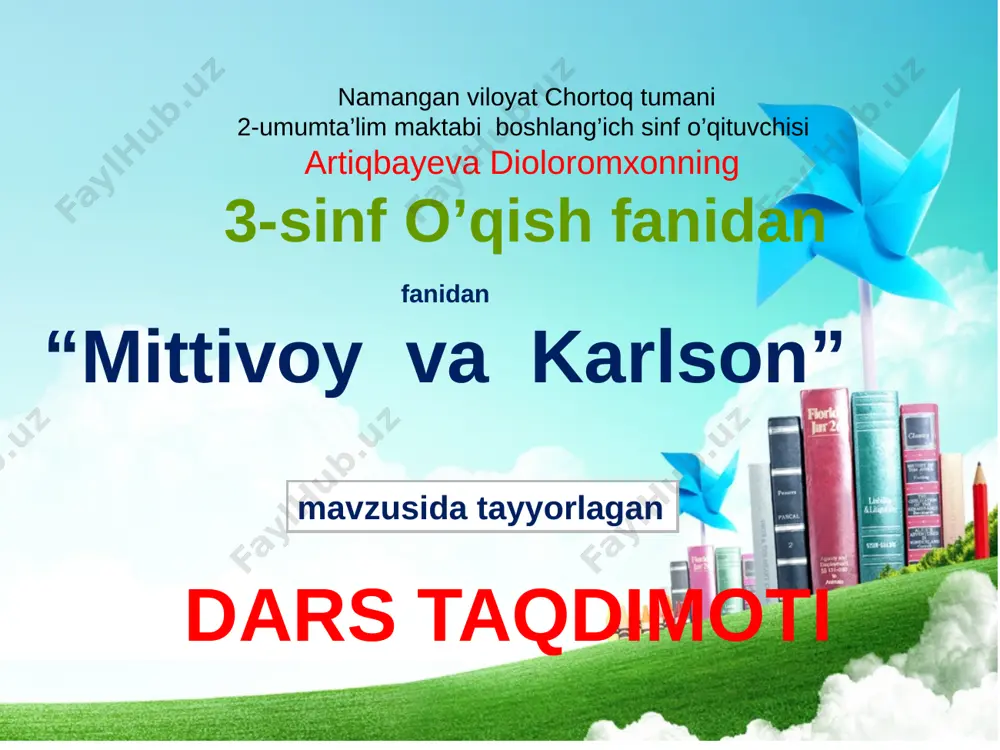 mittivoy va karlson. 3-sinf. o'qish — PPTX