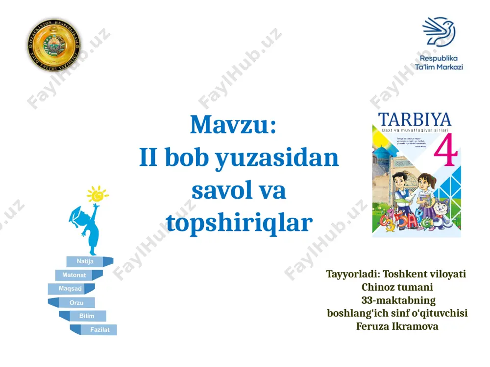 tarbiya 3-sinf ii bo'lim takrorlash — PPTX