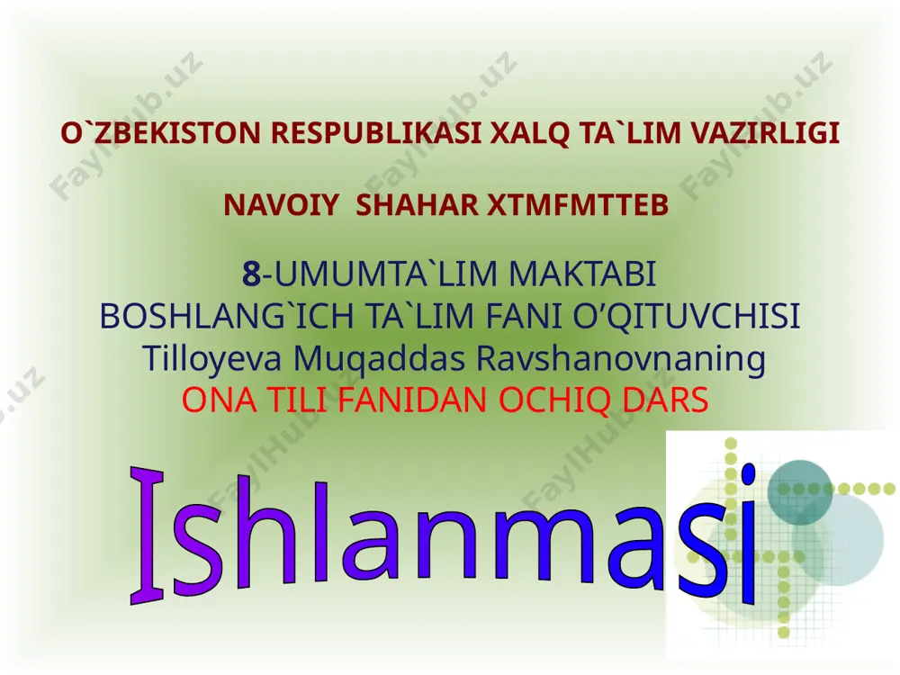 ochiq dars ona tili 3sinf soz turkumi — PPTX