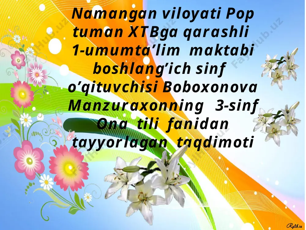 fe'l-so'z turkumi 3-sinf ona tili — PPTX
