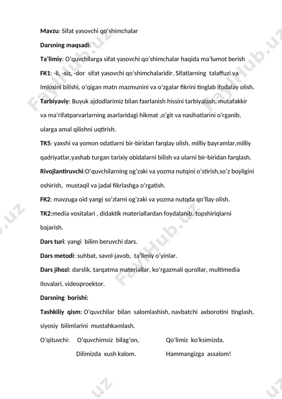 sifat yasovchi qo'shimchalar — DOCX