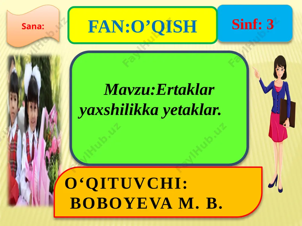 3-sinf o`qish slayd dars — PPTX