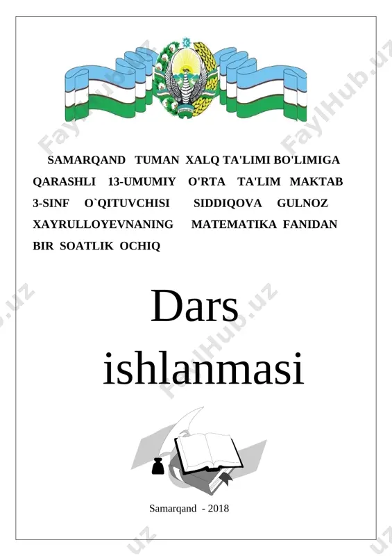 3-sinf matematika ochiq dars — DOCX