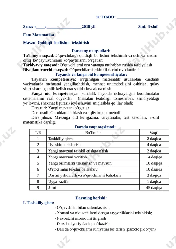 3-sinf_matematijka_qoldiqli_bolish — DOCX