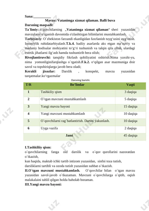 3-sinf o'qish 3-chorak konspekt 2021 yangi — DOC