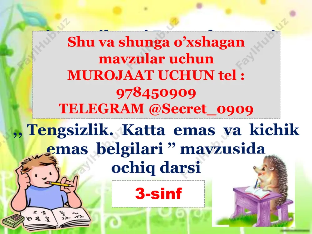 3_sinf_matematika_3_chorak_katta emas kichik emas — PDF