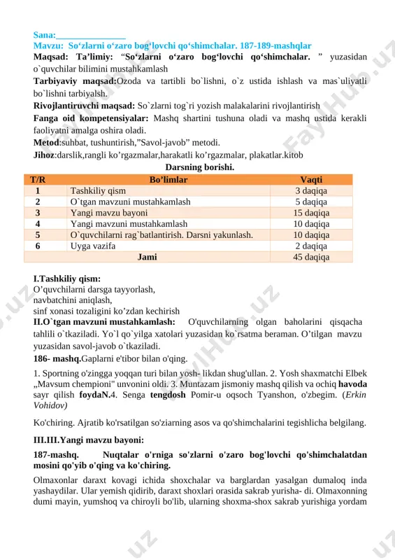 3-sinf ona tili iii-chorak — DOCX