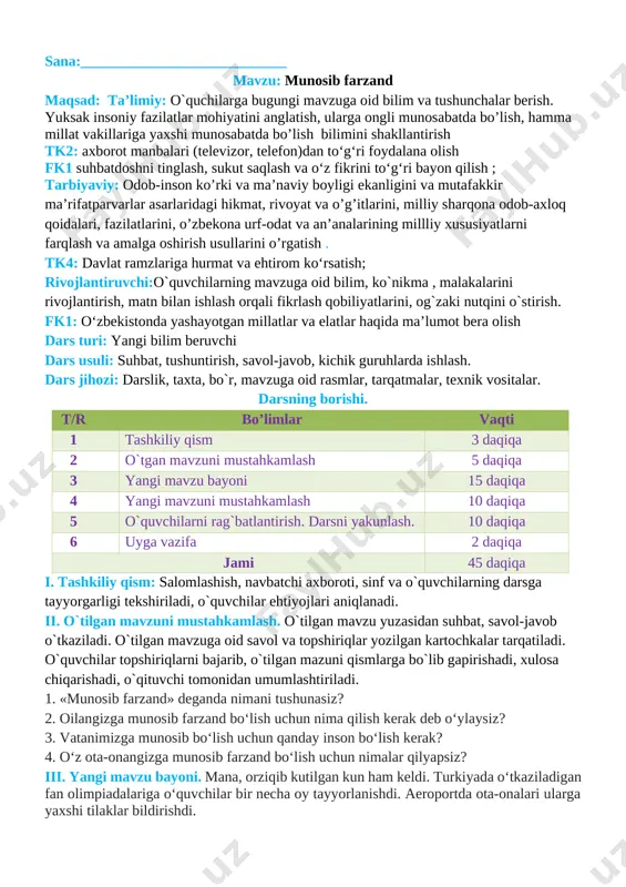 tarbiya_3_sinf_konspekt_2020_2021_o`quv_yili_uchun_yangi_to`liq — DOCX