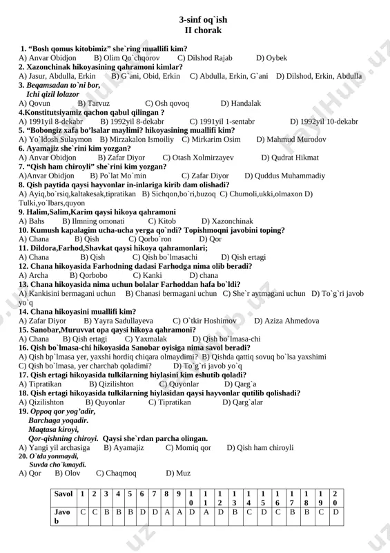 o'qish 2-chorak yangim — DOCX