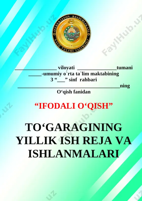 3-sinf ifodali o'qish to'garak 2020-2021 — DOCX