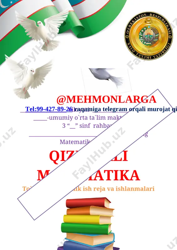 3-sinf matematik tto'gark 2020-2021 yil — DOCX