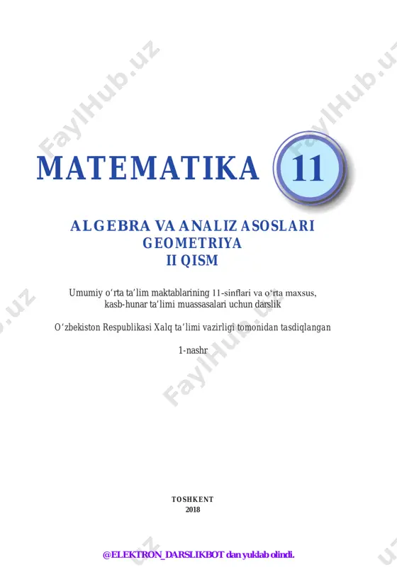 11-sinf-matematika-2-qism 2018 (@elekton_darslikbot) — PDF