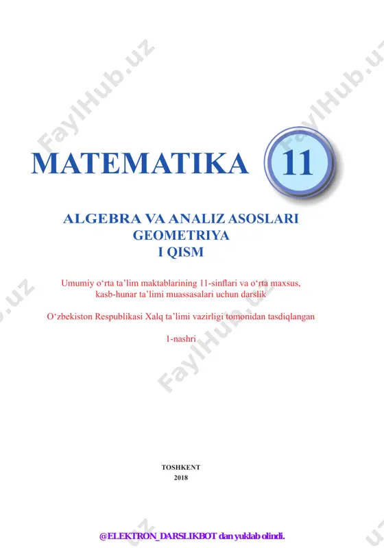 11-sinf-matematika-1-qism 2018 (@elekton_darslikbot) — PDF