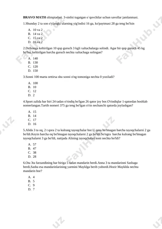 3-sinf test — DOCX