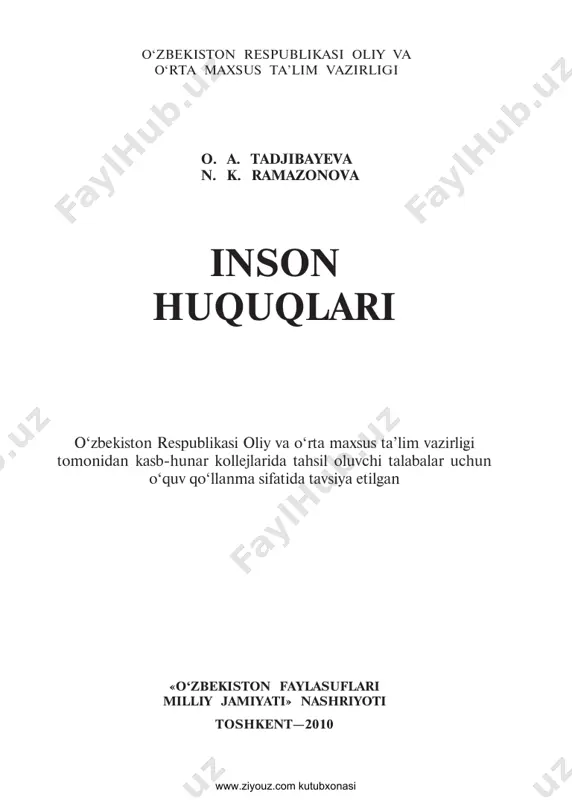@mustaqilishlar inson huquqlari (o.tadjibayev, n.ramazonova) — PDF