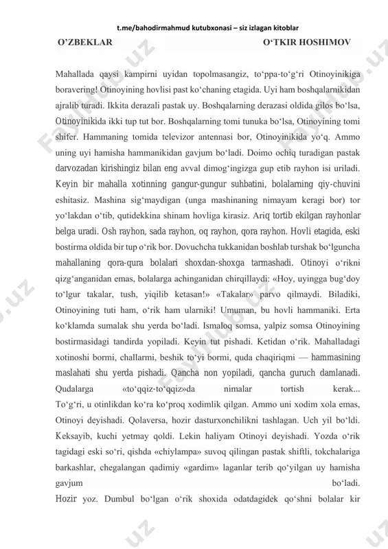 oʻtkir hoshimov - oʻzbeklar — PDF