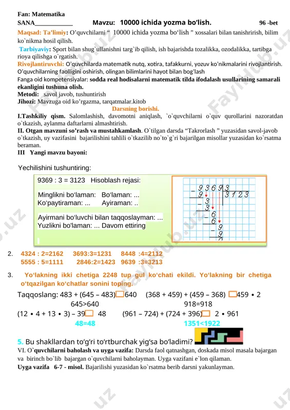 3-sinf 3-chorak tayyor arigenal varyat 2019 — DOCX