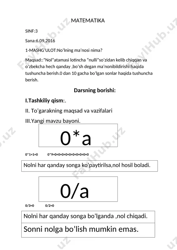 3-sinf to'garak ishlanma — DOCX