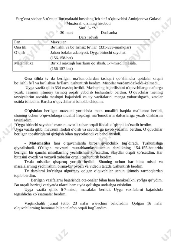 3-sinf barcha fanlar tezis @ustozla kanali — DOCX