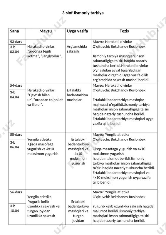 3-sinf tezis — DOCX
