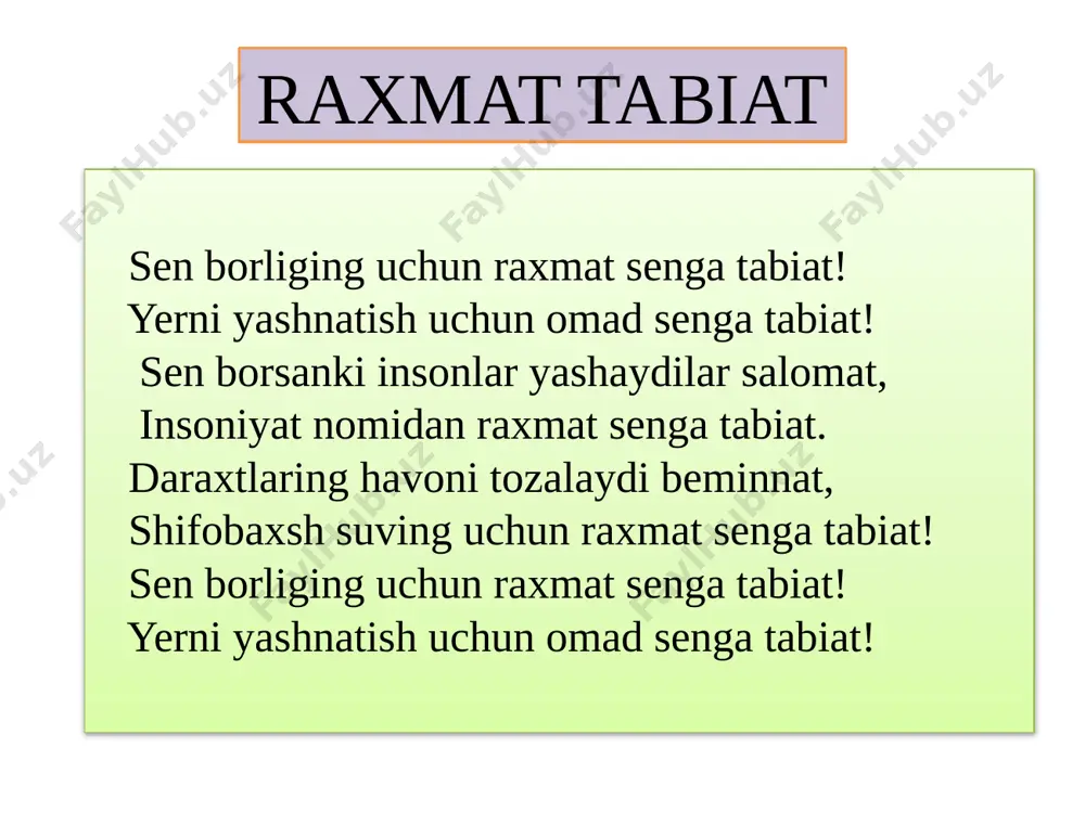 tabiat ochiq dars — PPTX