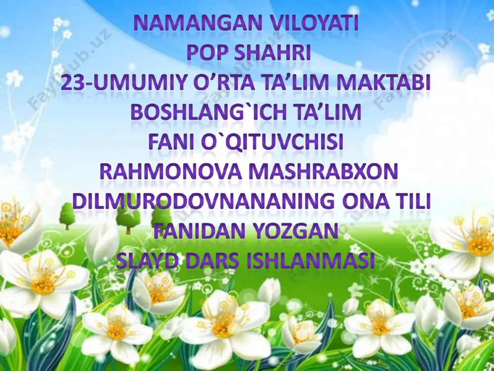 uy vazifa 3-sinfona tili ( 319-321)16- mart — PPT