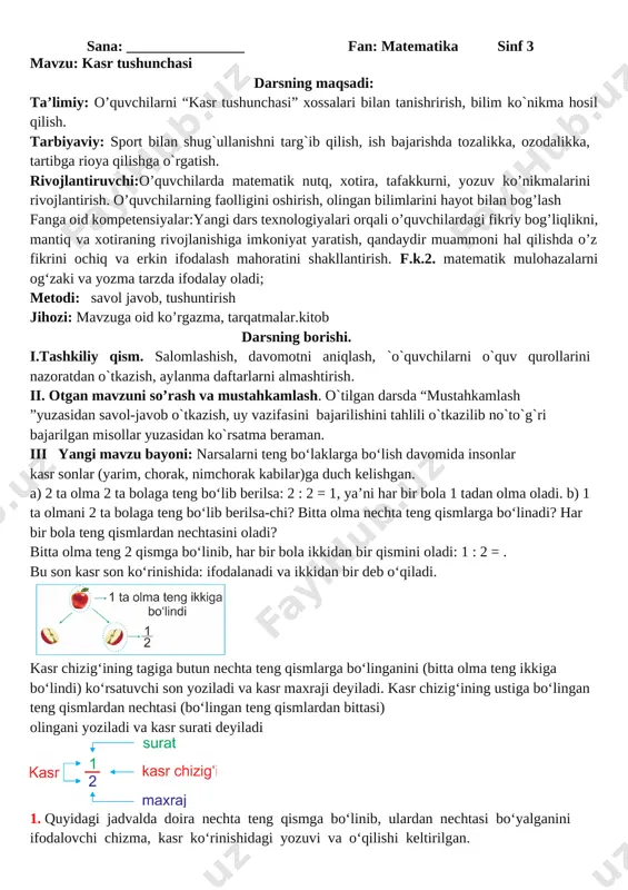 3_sinf_3_chorak_kasr_ko`rinishida — DOCX
