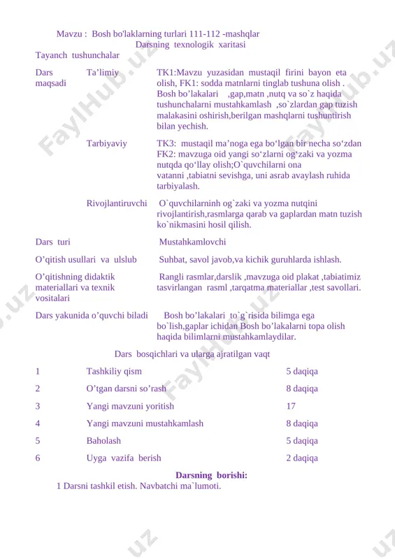 3-sinf ona tili 2-chorak konspekt — DOCX