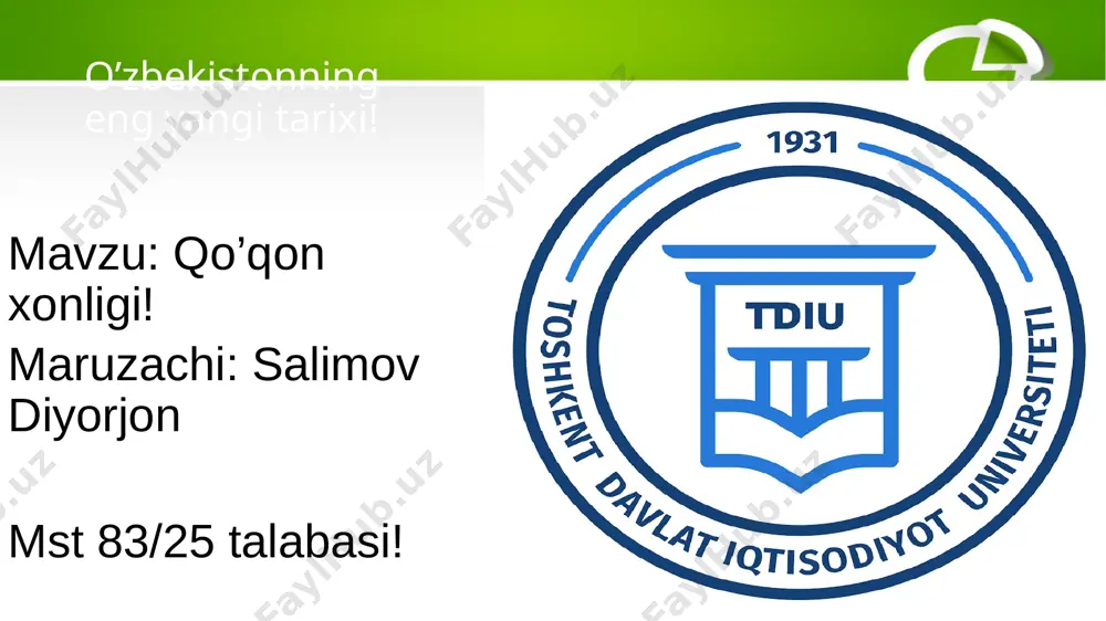 o'zbekistonning eng yangi tarixi! — PPTX