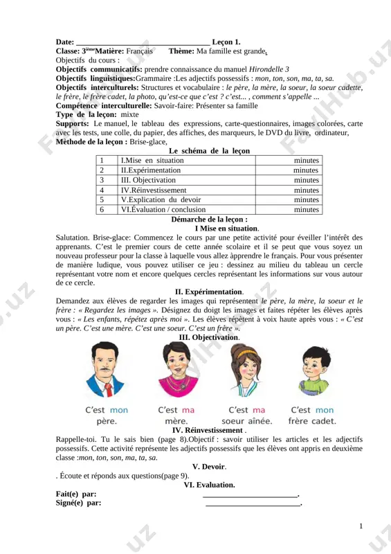 3-sinf fransuz tili — DOCX