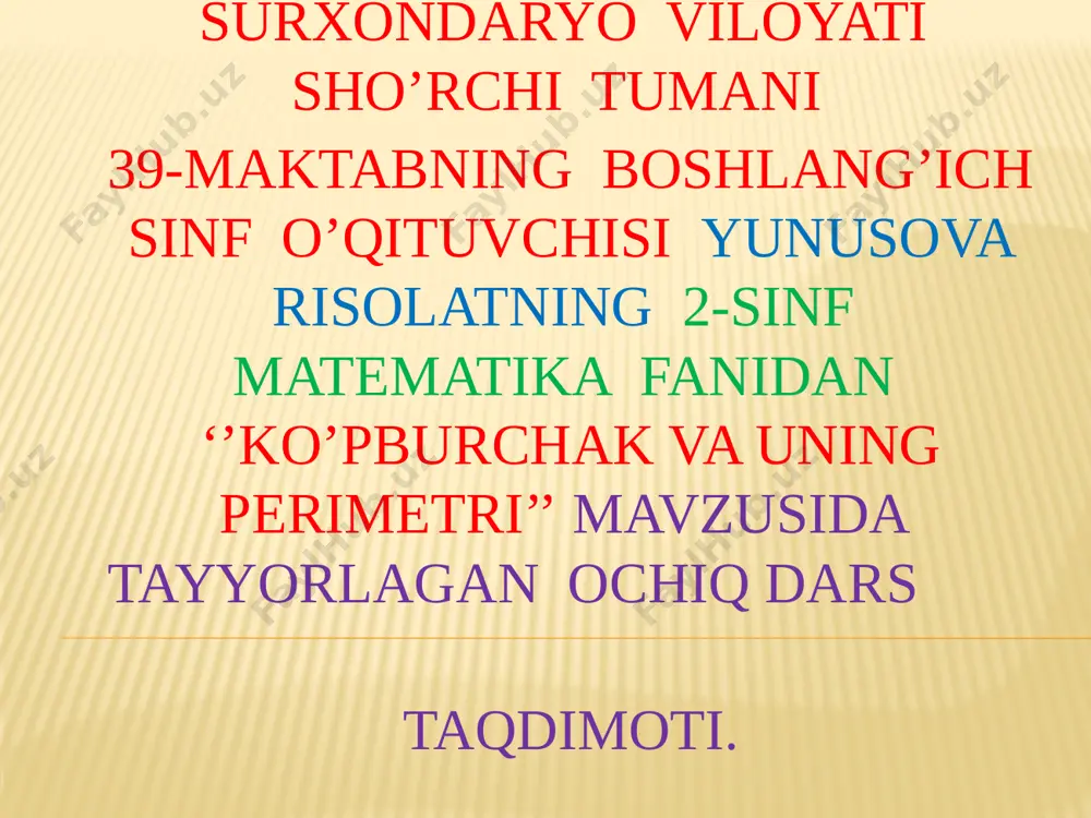 2-sinf matematika ko'pburchak va uning perimetri — PPTX