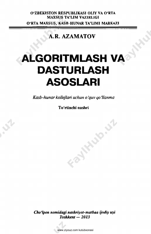 algoritmlash va dasturlash asoslari [@kitob_pdf_yuklabot] — PDF