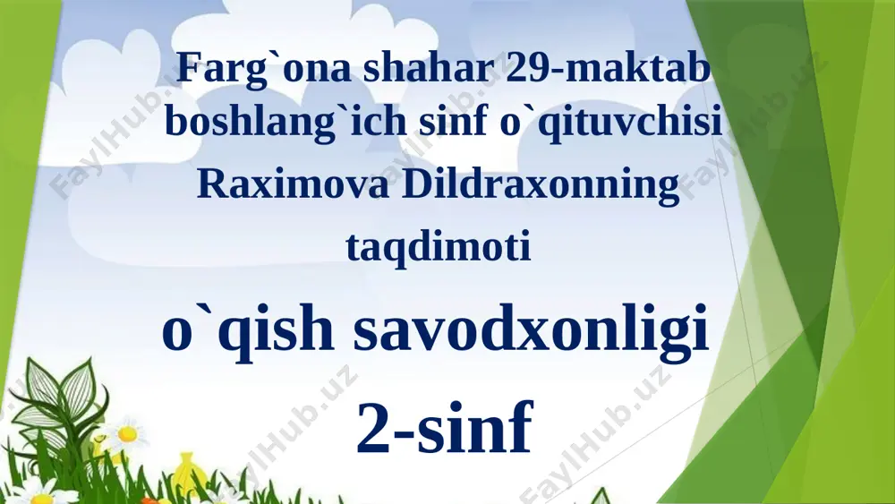 2-sinf o`qish sharafli kasb — PPTX