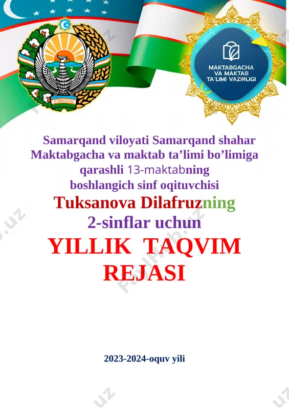 2 - sinf 2023-2024 yil uchun ayam — DOCX
