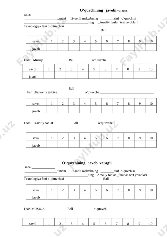 amaliy fanlar test kalit — DOCX