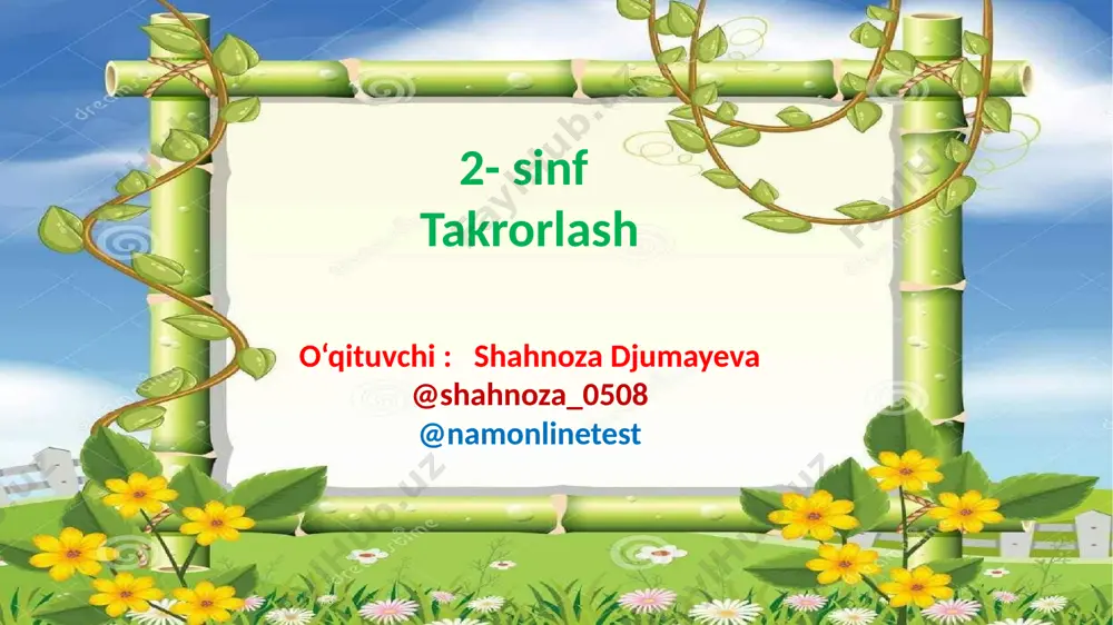 2- matematika takrorlash 1- dars shahnoza — PPTX