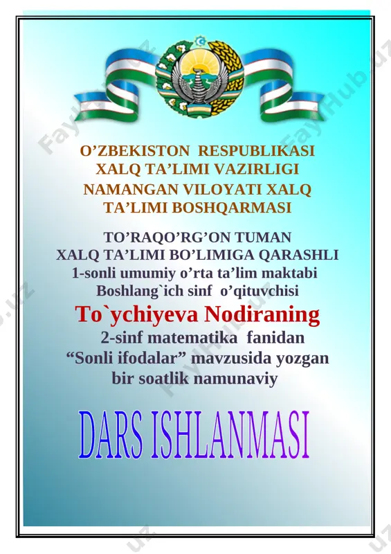 2-sinf_matematika dars ishlanma n.to`ychiyeva — DOCX