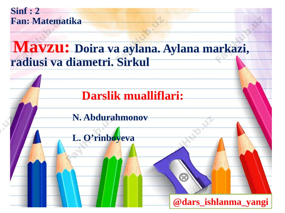 2-sinf matematika 127-129.aylana va doira. sirkul 2+ — PPTX