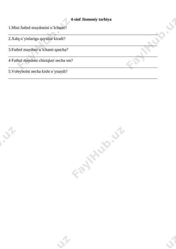 4-sinf jismoniy tarbiya monitoring savollar @e_baza_ishreja — DOCX