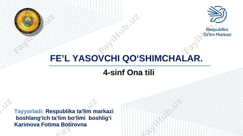 fe'l yasovchi qo'shimchalar 4-sinf — PPT