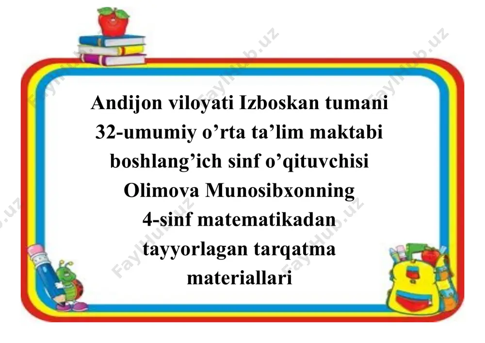 4-sinf matem tarqatma raskraska — PDF