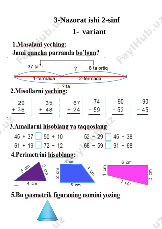 3- nazorat ishi matematika — DOCX