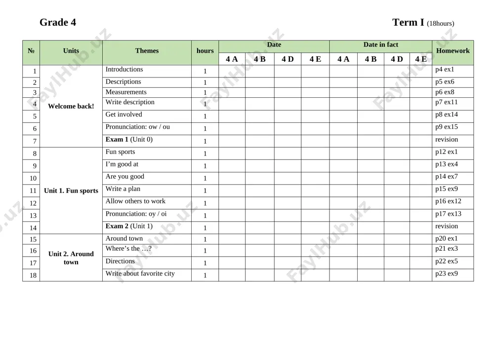 4-sinf ish reja 4talik — DOCX