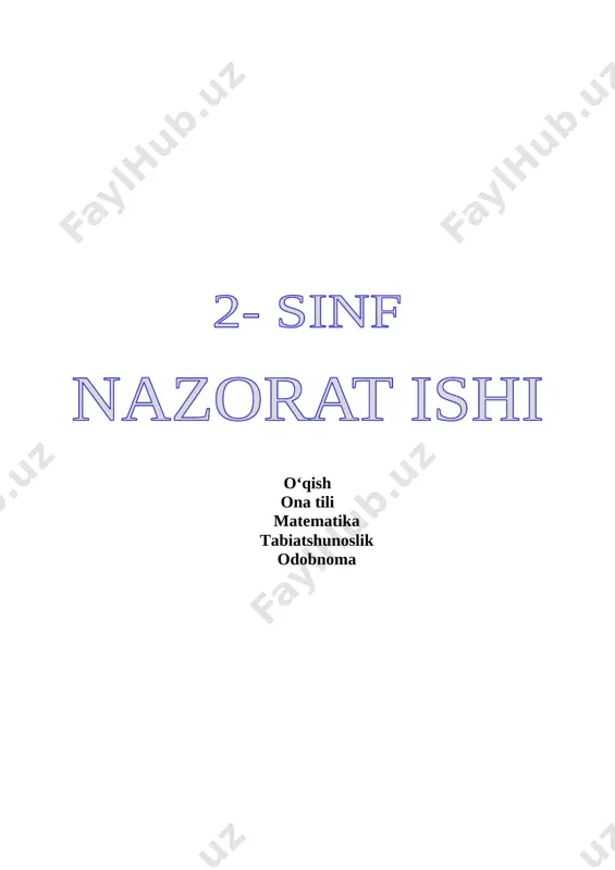 2-sinf nazorat ishlari — DOCX