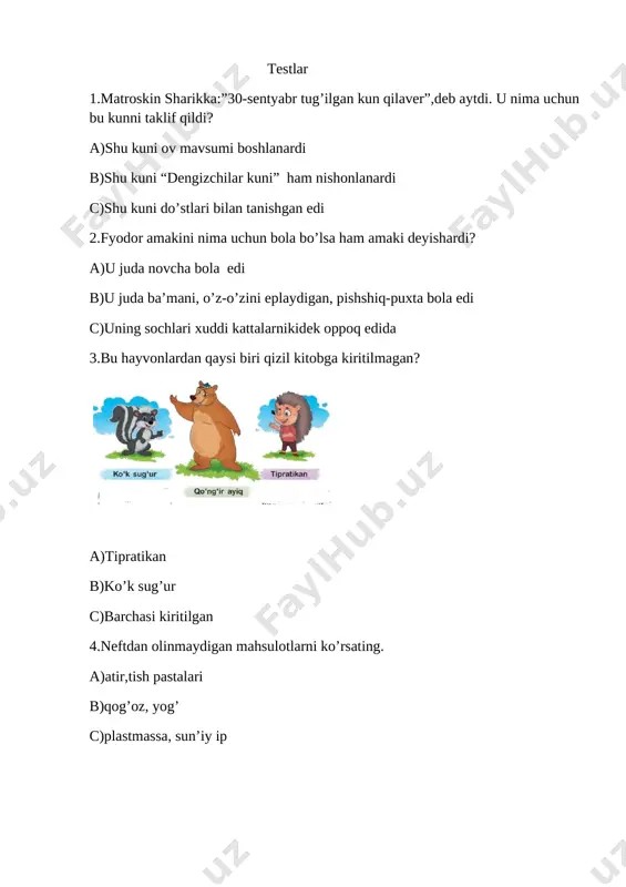 testlar 15talik — DOCX