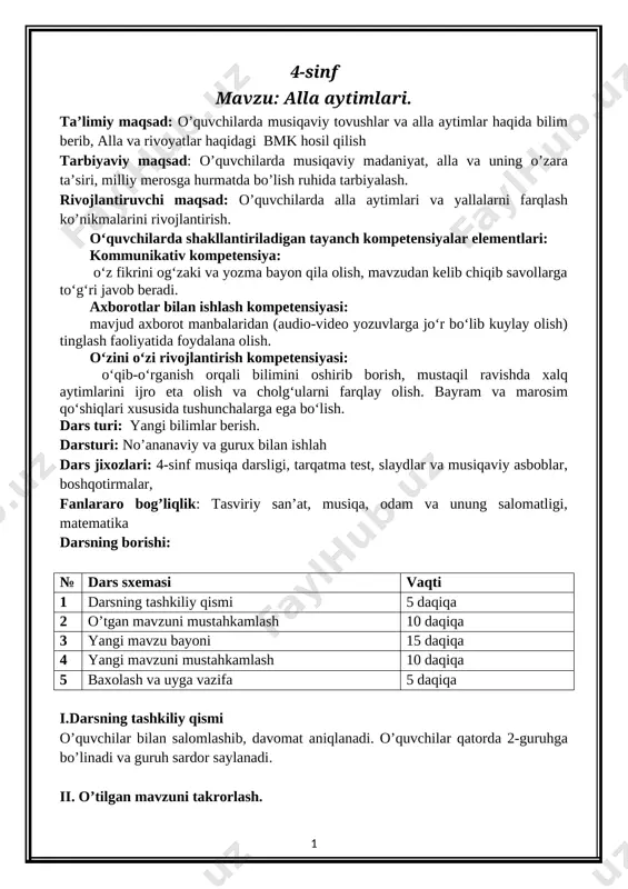 4-sinf ochiq dars alla — DOCX