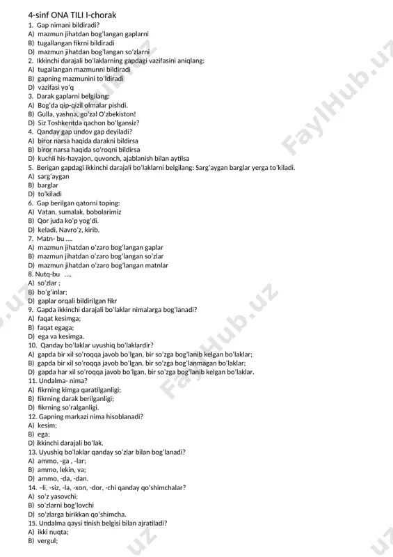 4-sinf test — DOCX
