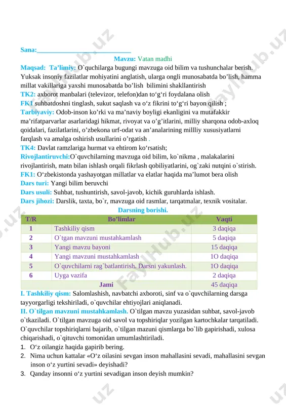 4-sinf tarbiya — DOCX