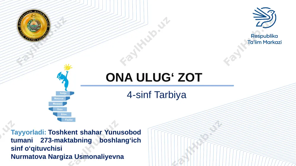 4-sinf tarbiya. ona ulug' zot — PPTX