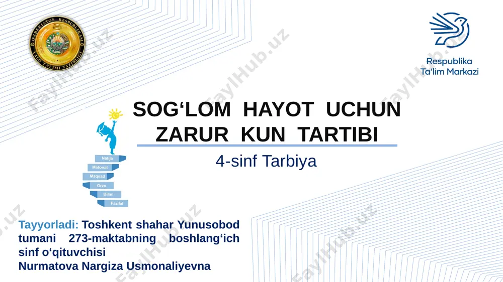 4-sinf tarbiya. kun tartibi — PPTX